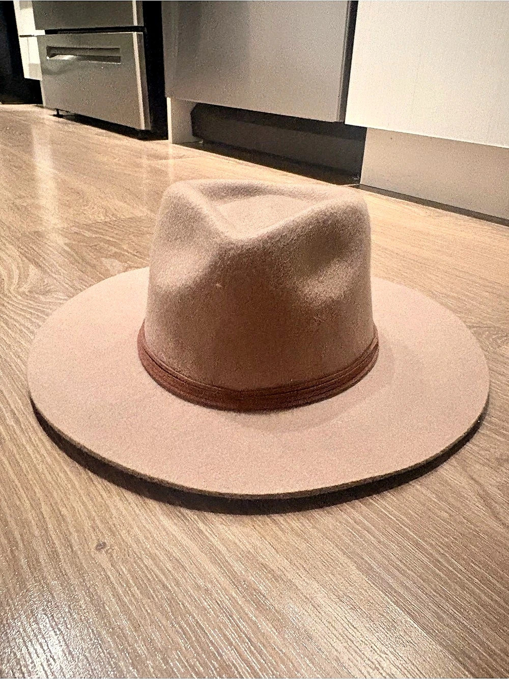Lucky Brand 100% Wool Rancher Wide Brim Fedora Hat in Brown